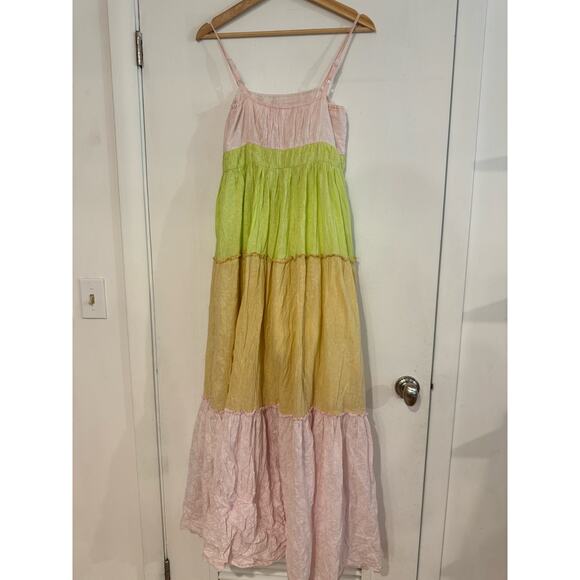 Ro's Garden Dress Anthropologie Tiered pastel floral 100% cotton maxi sun XS - Picture 5 of 13